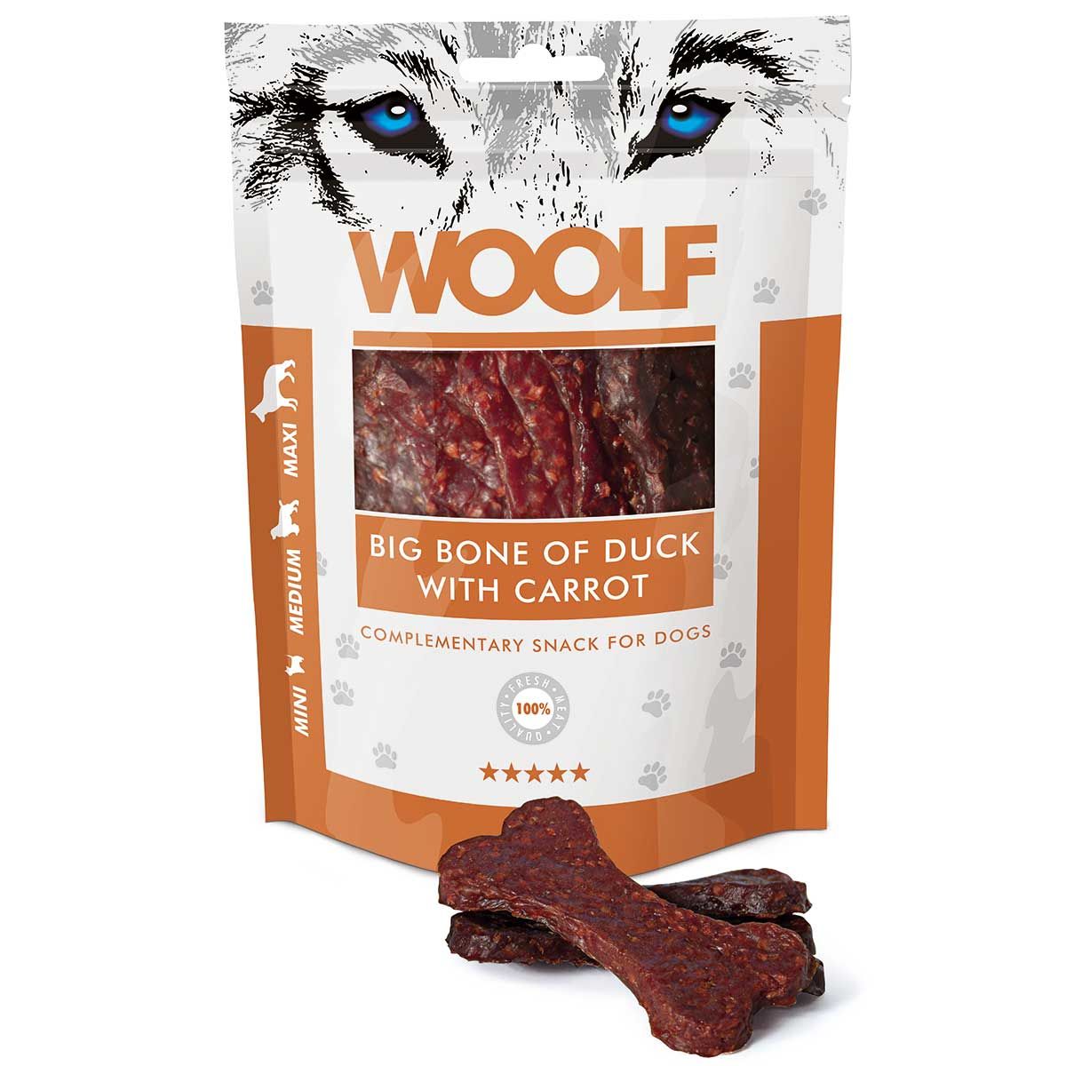 Woolf Hundeleckerli große Knochen mit Ente & Karotten