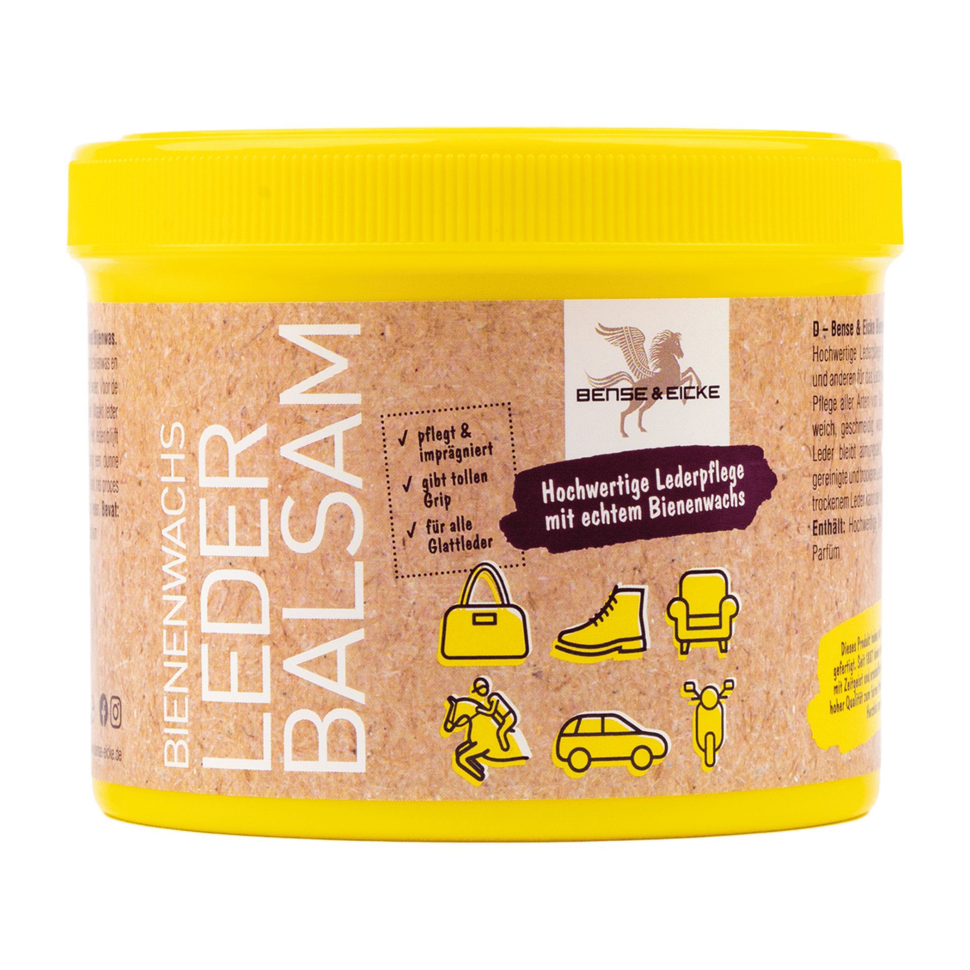 Baume à la cire d’abeille de Bense & Eicke, pour le cuir, 500 ml
