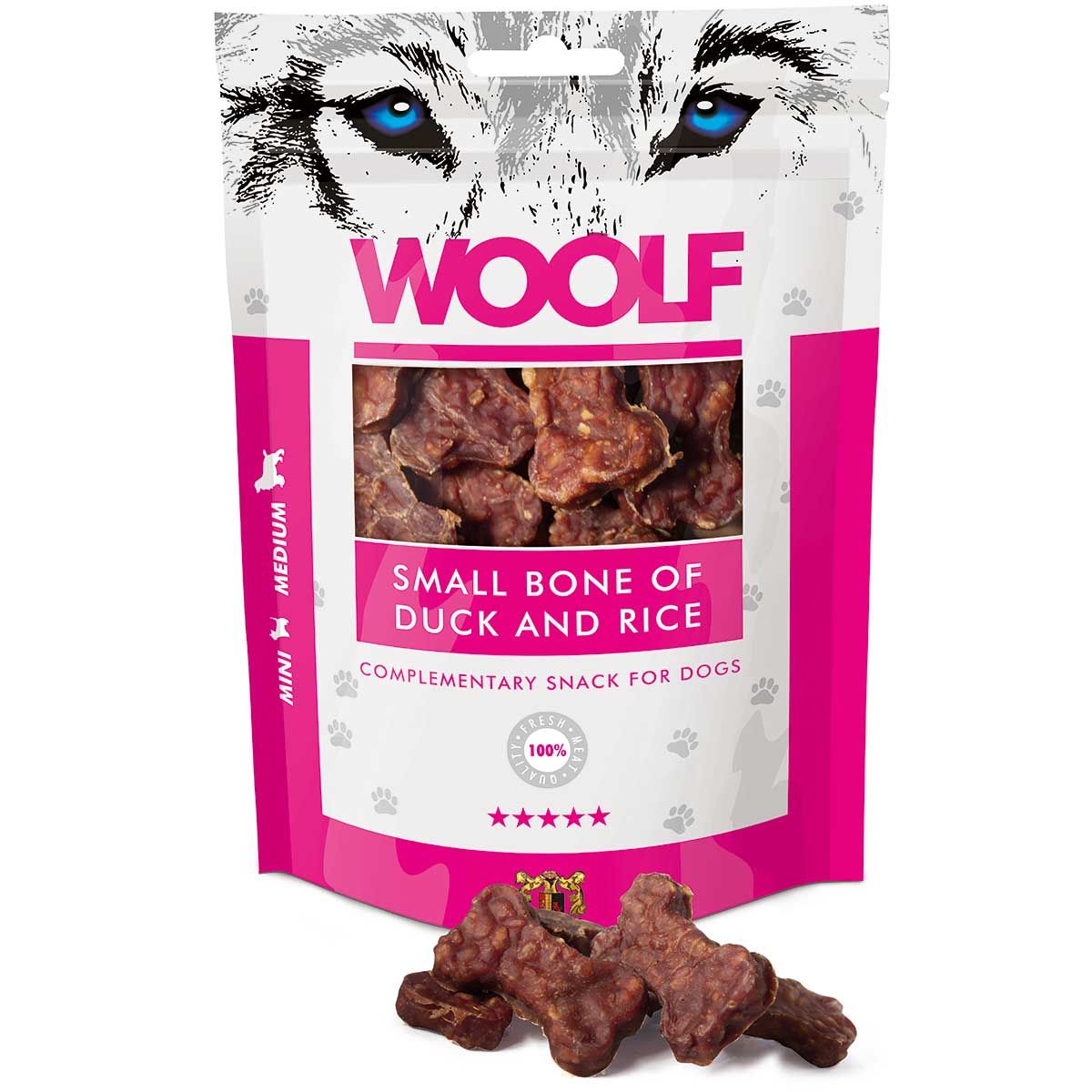 Woolf Hundeleckerli kleine Knochen mit Ente & Reis