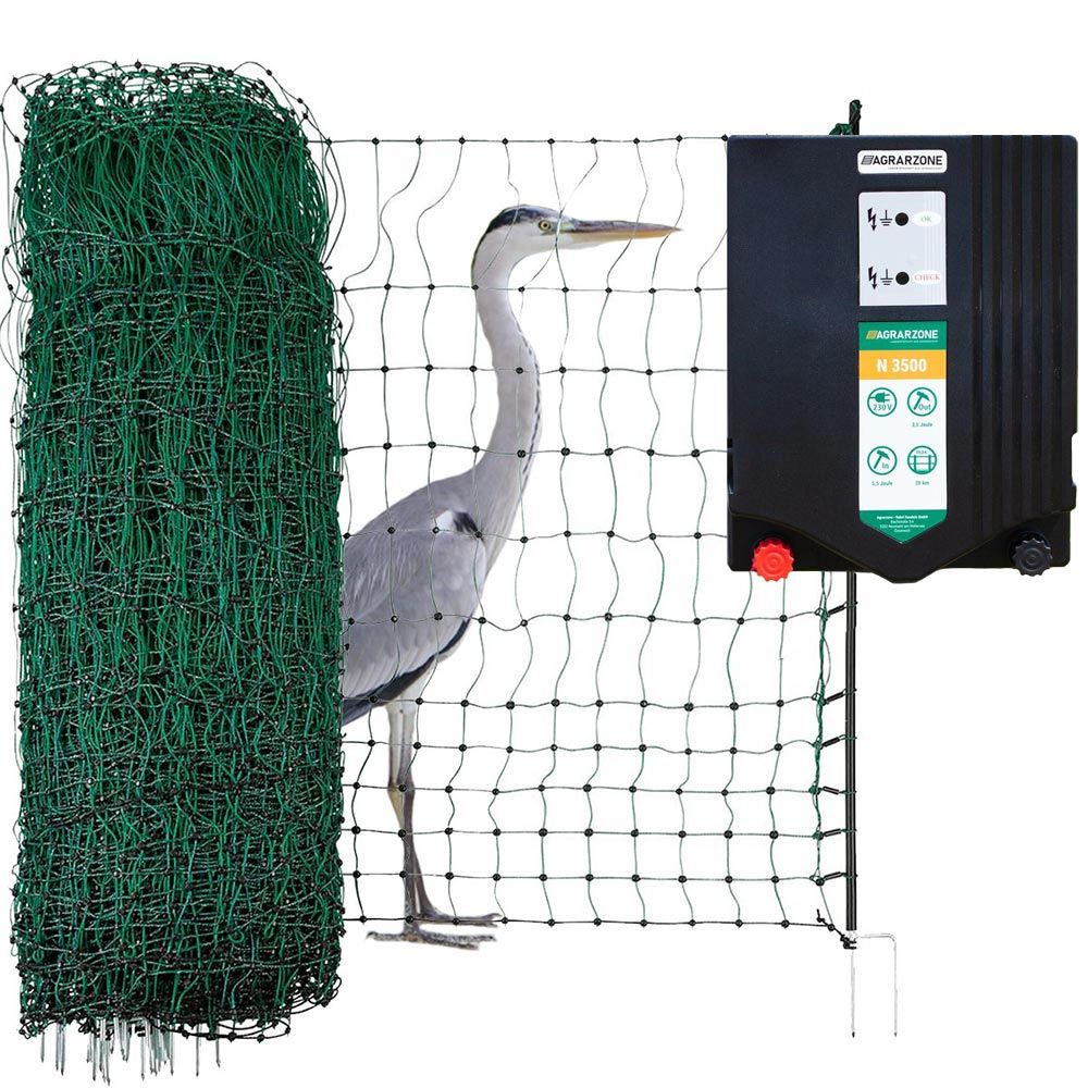 Agrarzone Fischreiher Teichzaun Set 230V, Netz 200 m x 106 cm
