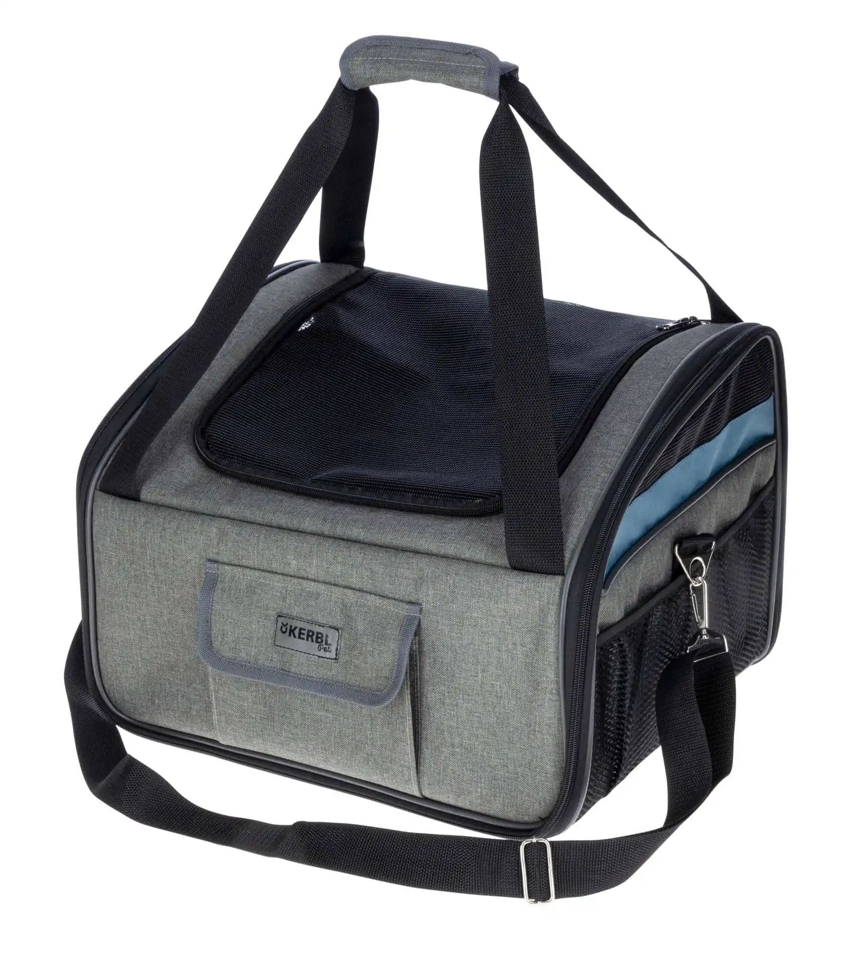 Borsa porta cani per auto Vacation 44x35x30cm, grigio/blu
