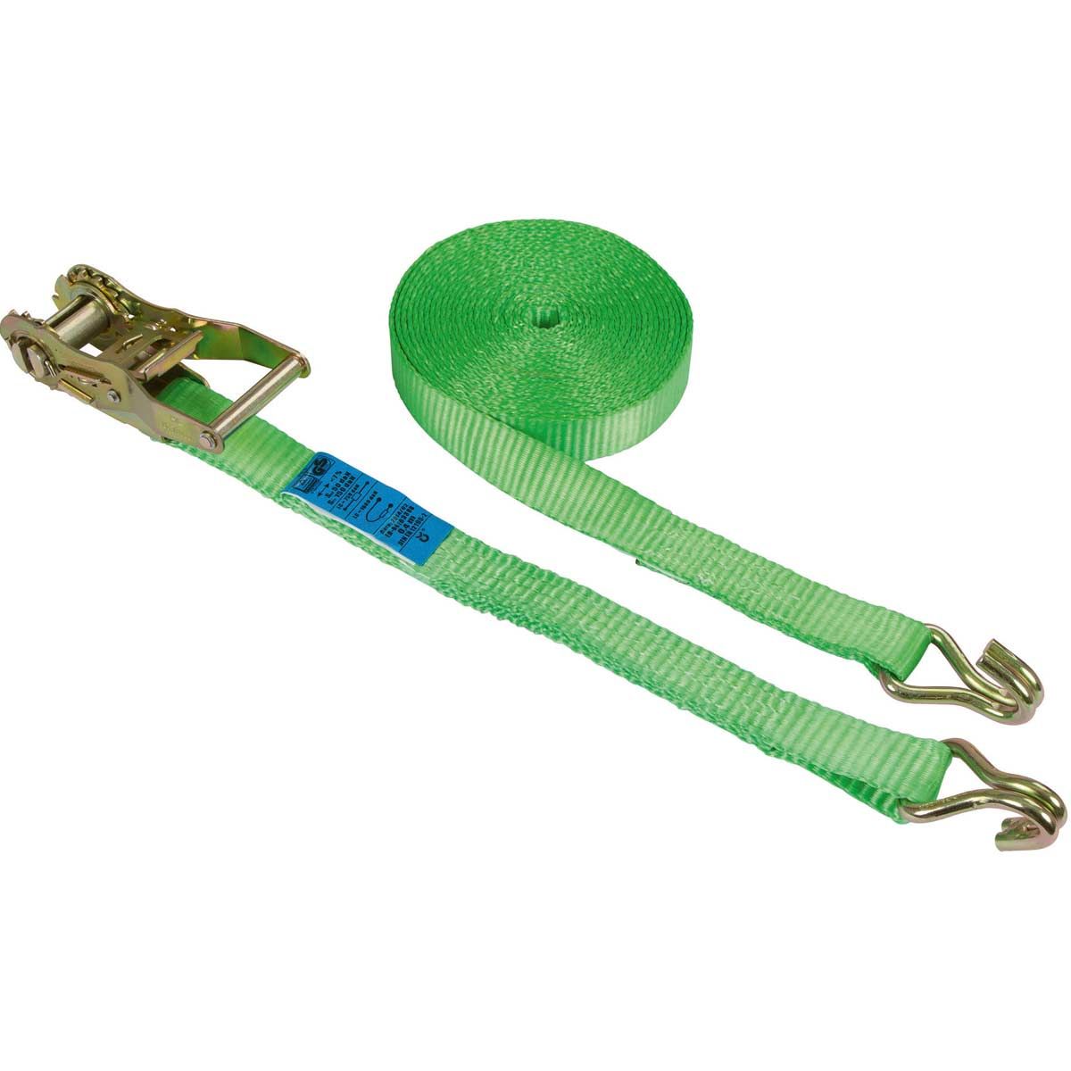 Cinghia di fissaggio in due parti con cricchetto e uncino 6 m X 25 mm