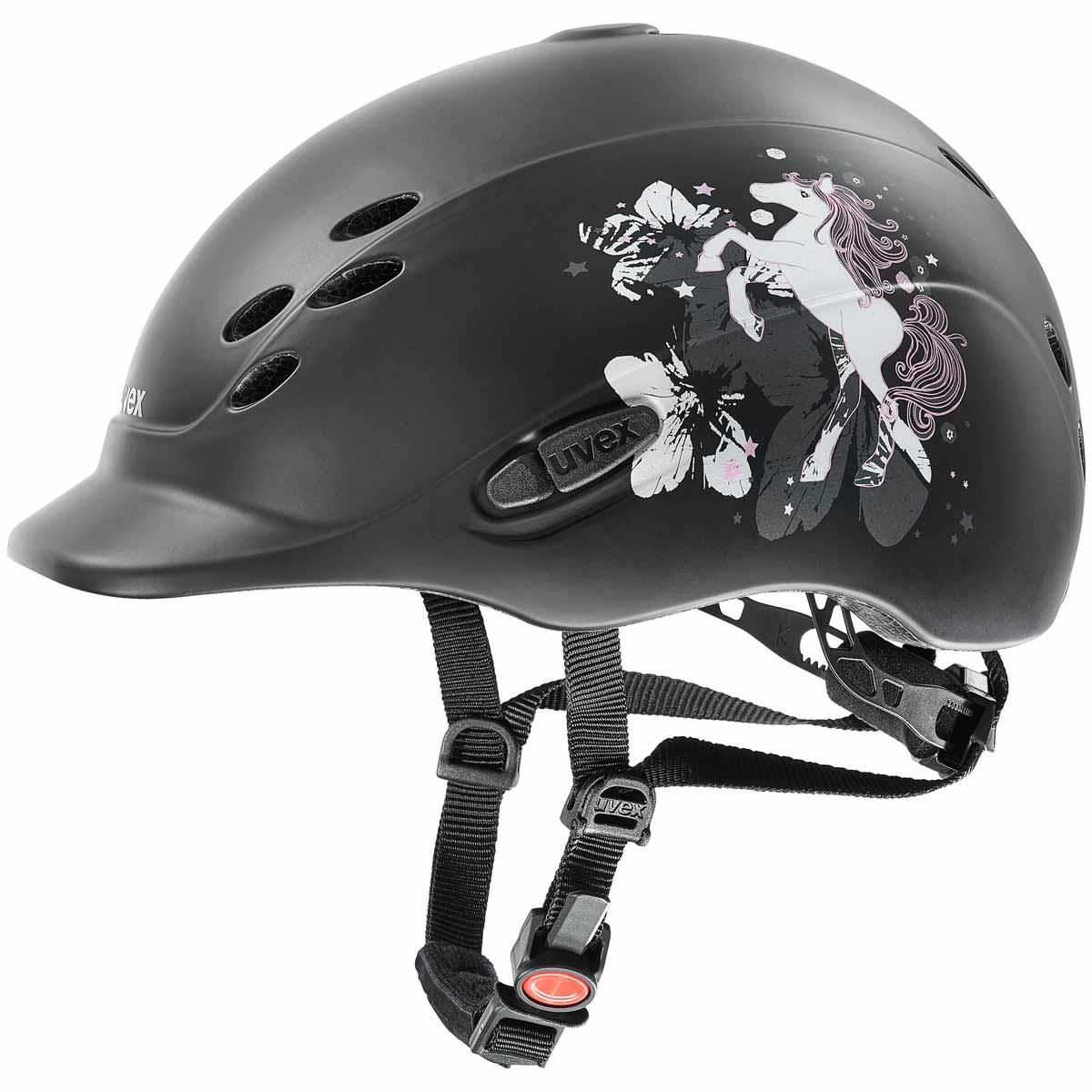 Casco da equitazione Uvex per bambini ONYXX Dekor pony nero opaco