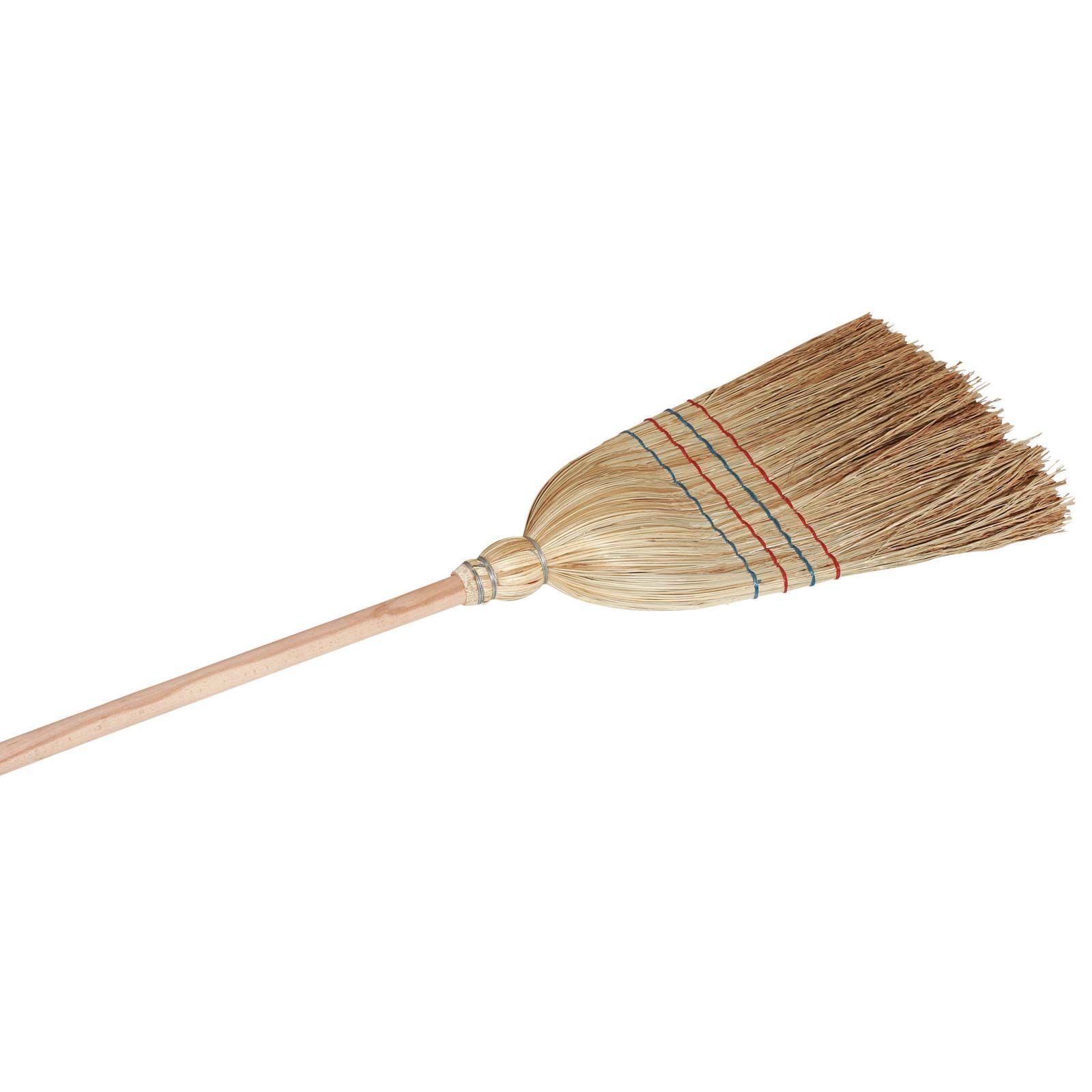Scopa di saggina con manico in legno 5 cuciture