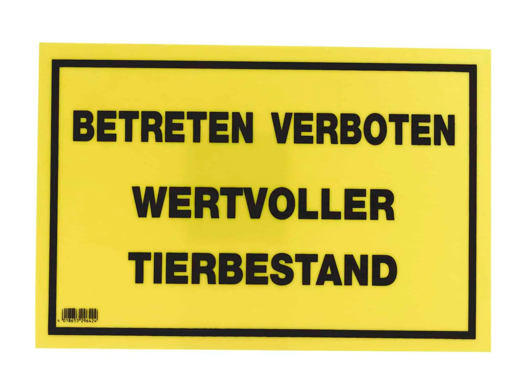 Warnschild - Betreten verboten, Wertvoller Tierbestand 20 x 30 cm