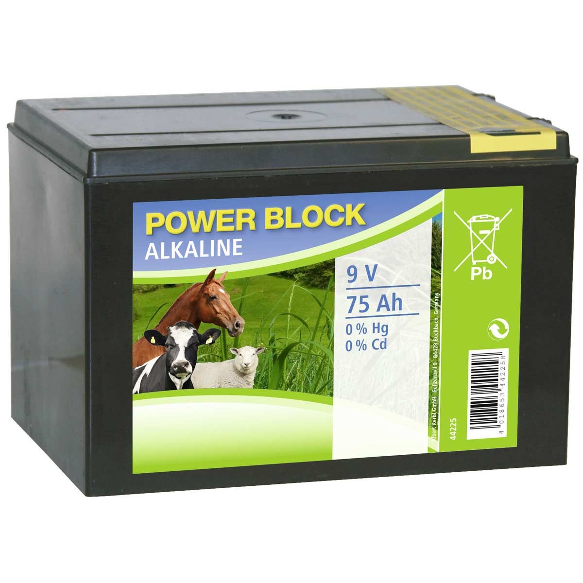 Batteria a secco alcalina per recinti elettrici Power Block 9V 75Ah