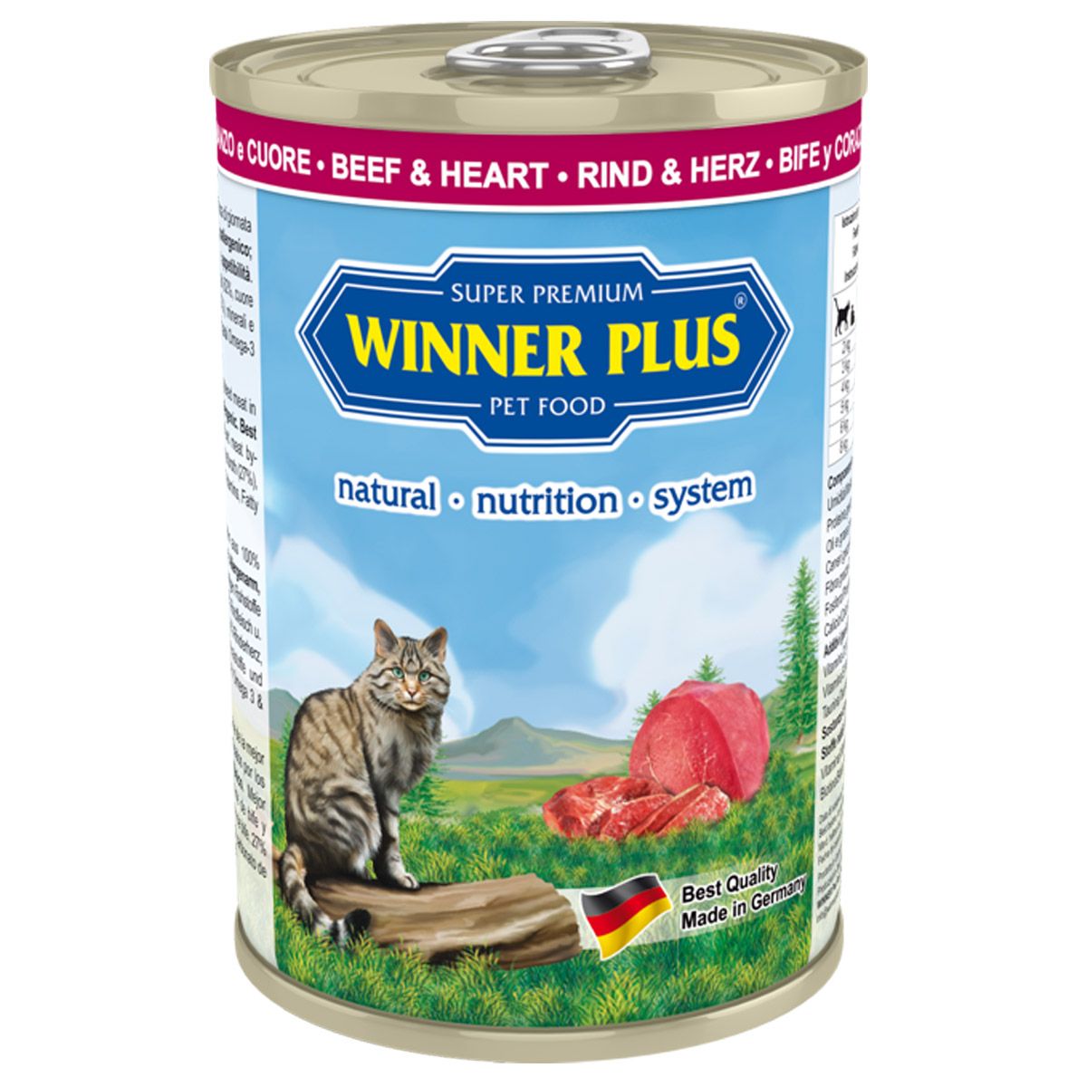 Winner Plus Rind & Herz Nassfutter Katze 12 x 395 g