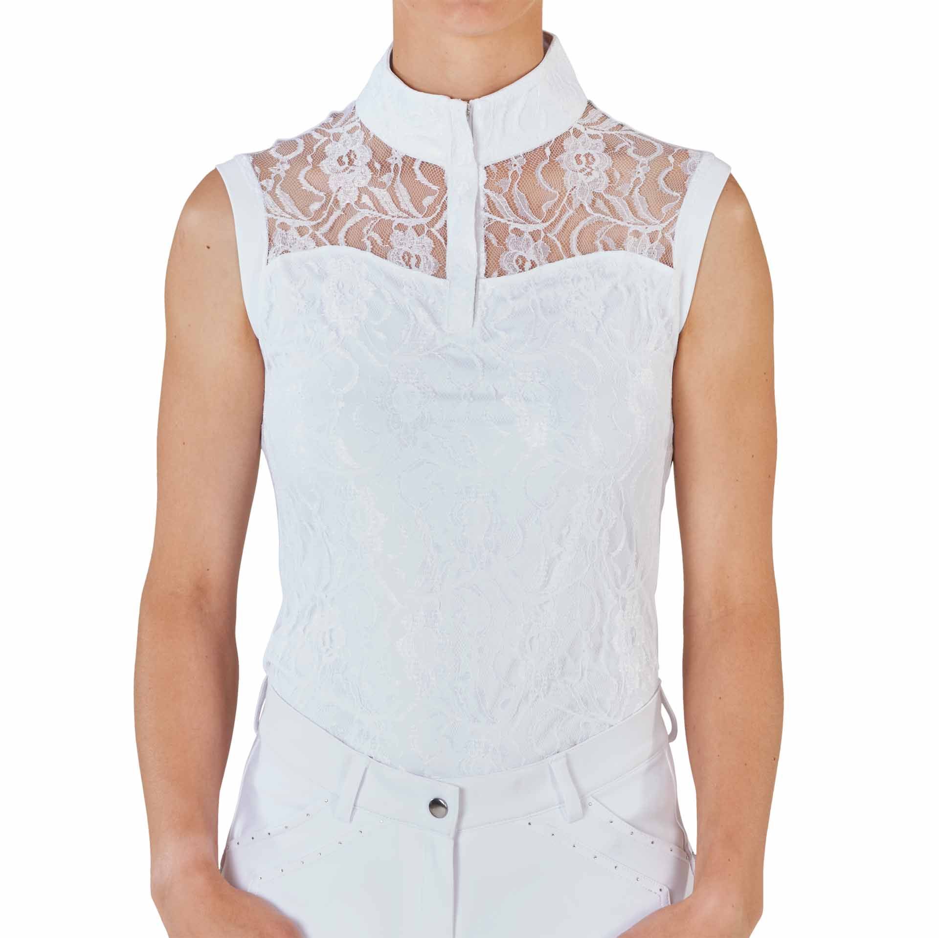 BUSSE Camicia da torneo equitazione AMADORA, senza maniche XS bianco