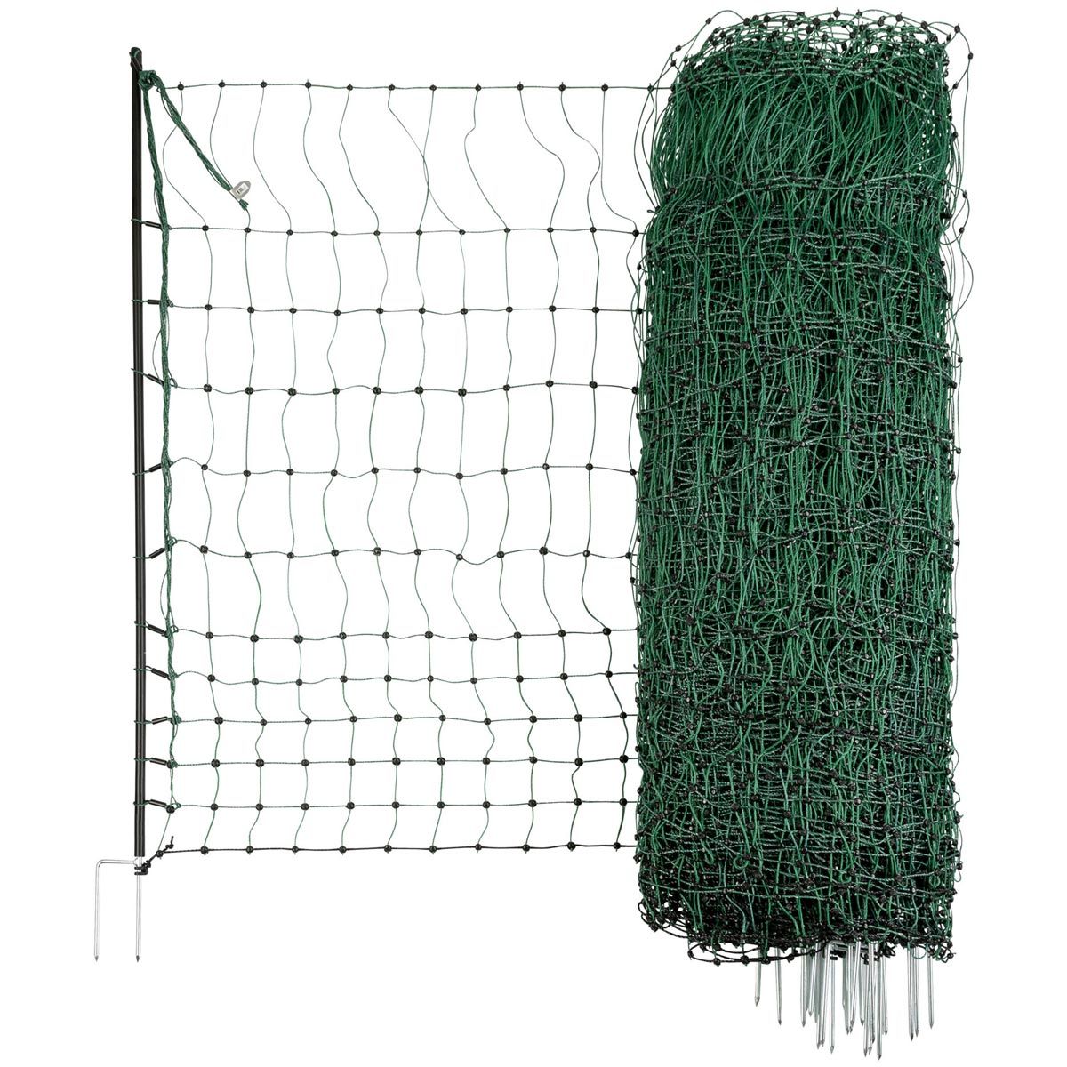Kerbl Rete per pollame 112 cm, verde 15 m doppia punta elettrificabile