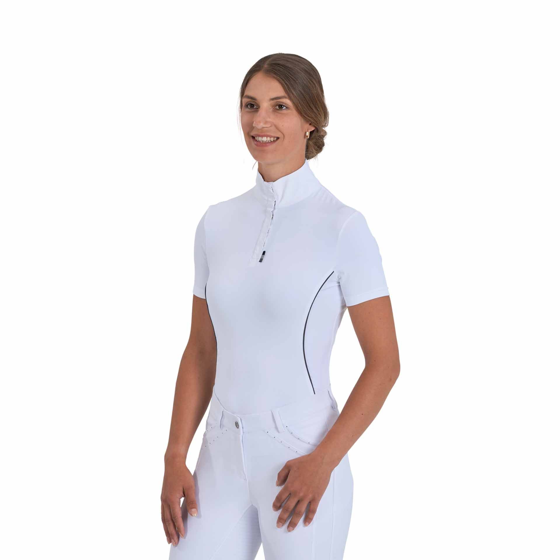 BUSSE Camicia da torneo equitazione VILLENA XS bianco/grigio