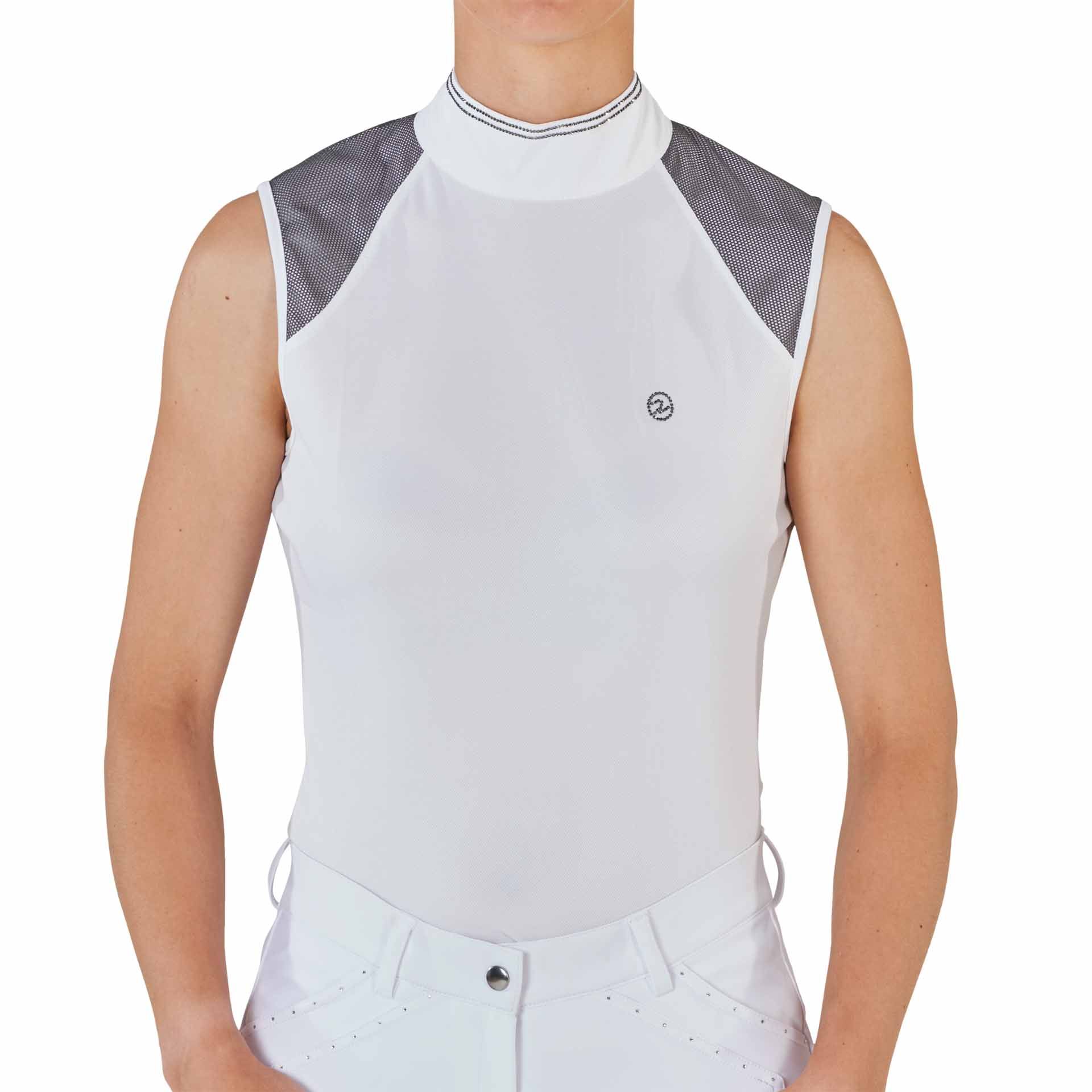 BUSSE Camicia da torneo equitazione SALEA, senza maniche XS bianco/grigio