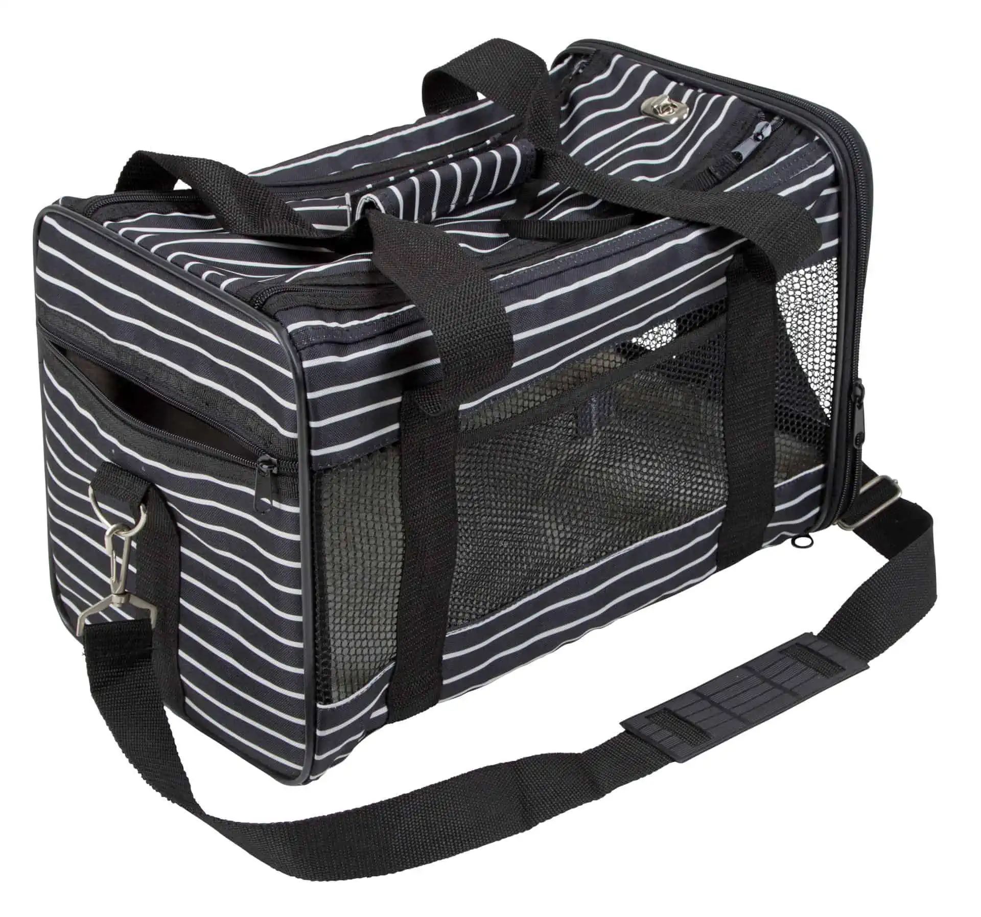 Borsa trasportino per cani Cuba 40x26x28 cm nero/bianco