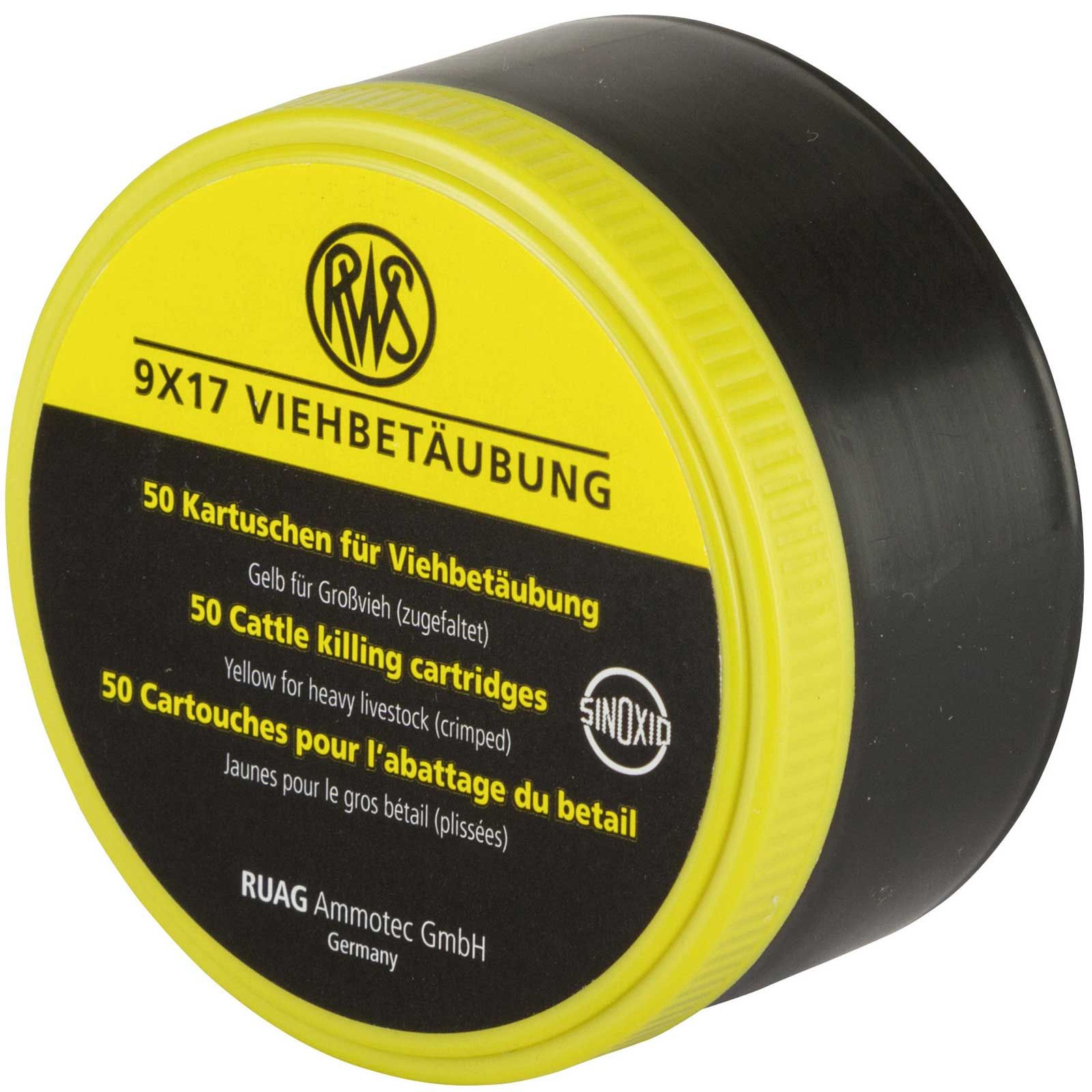 50x RWS-patroner specialpatroner för boskap stunner 9x17 gul