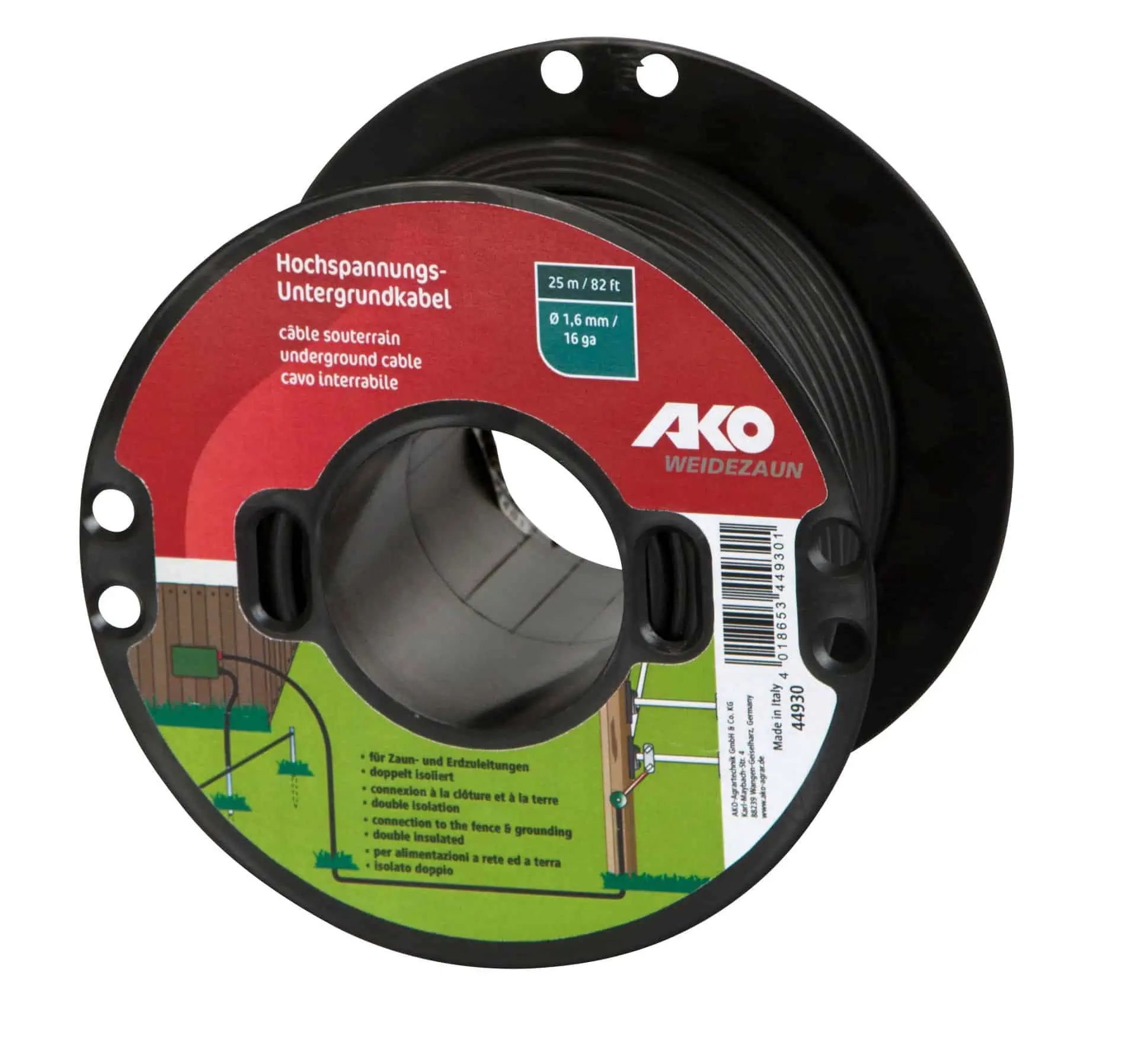 Underground cable on plastic reel