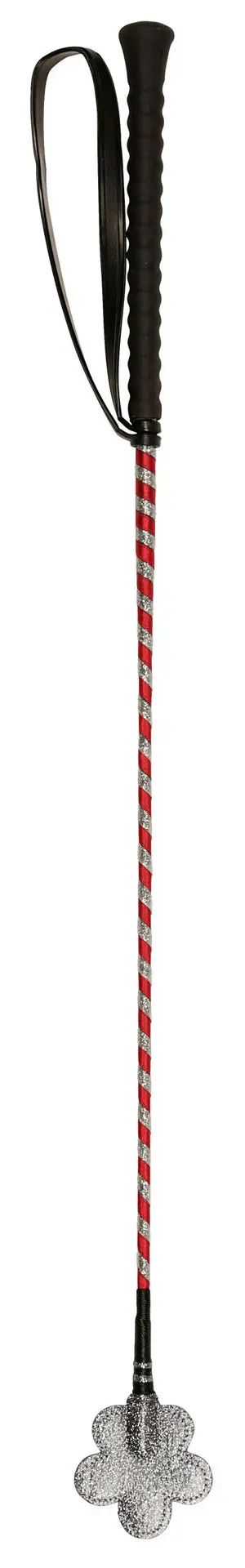 Springgerte mit Klatsche pink-silber, 65 cm