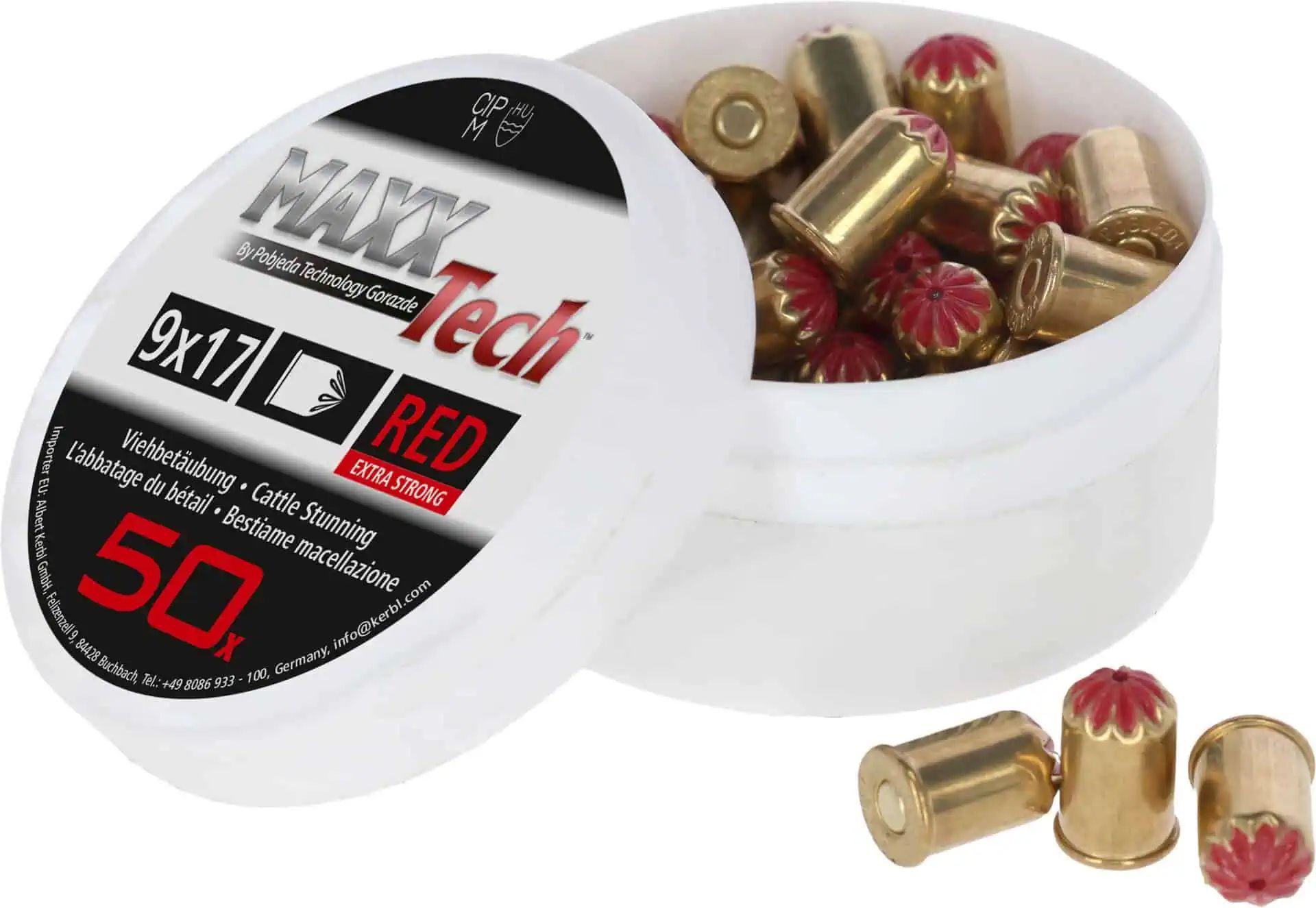 MaxxTech Special cartridges for livestock stunning 9x17 (50 pieces) red