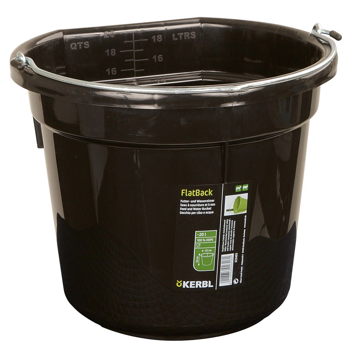 Kerbl Seau d'alimentation Seau d'eau FlatBack 20 l noir