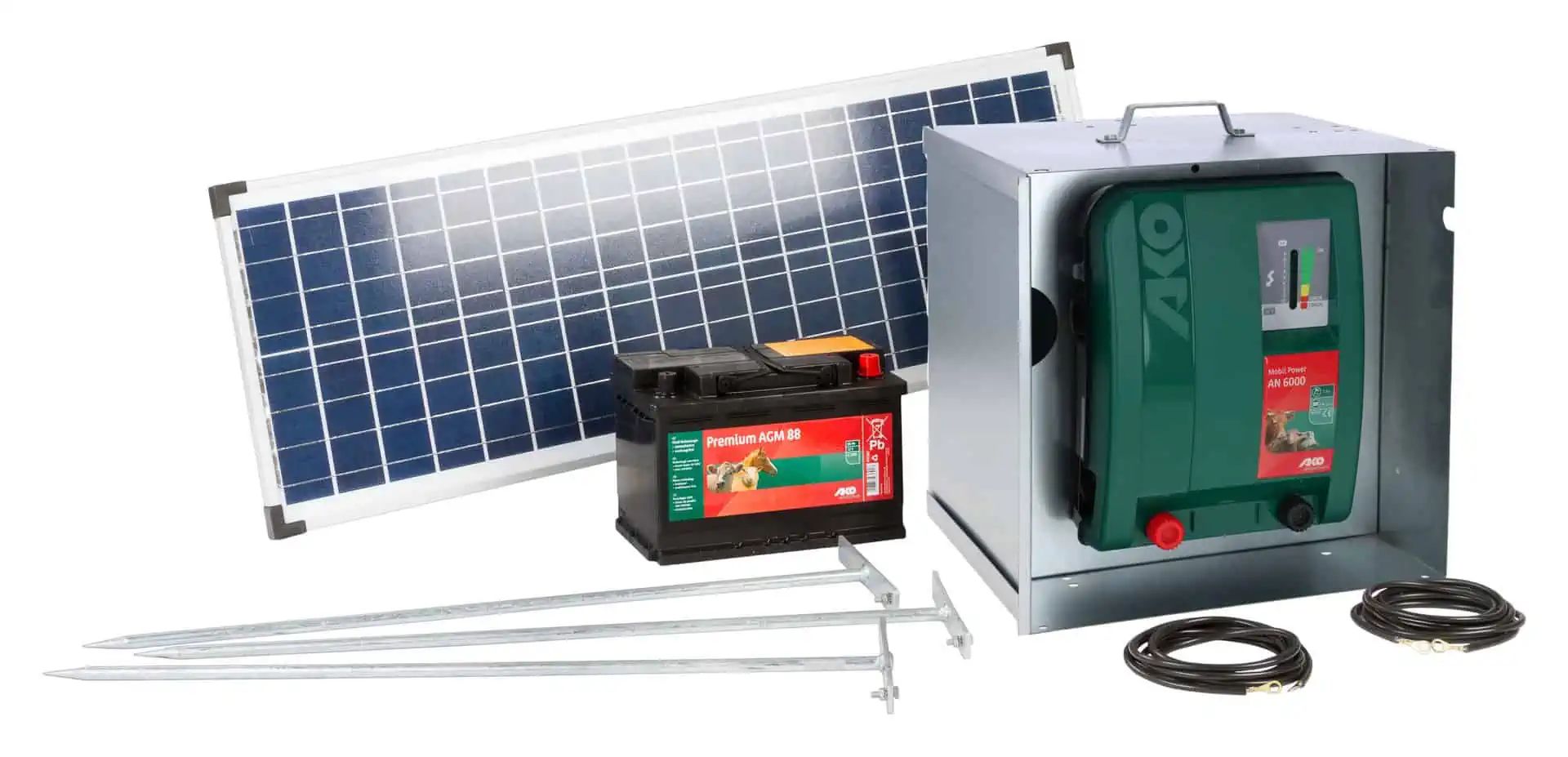 Kit de démarrage Mobil Power AN 6000 avec panneau solaire pour la défense contre le gibier