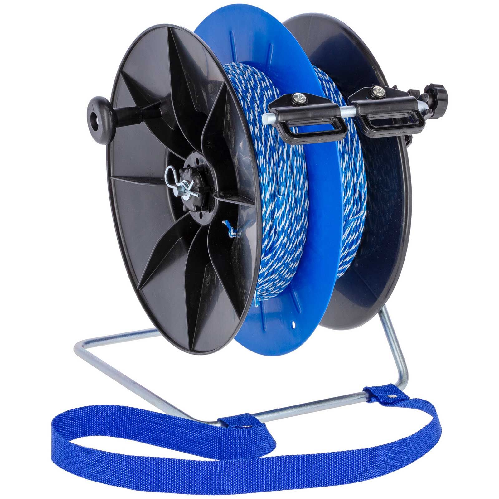 Weidezaunhaspel Haspel DUO mit 2x 250m Litze blau/weiß