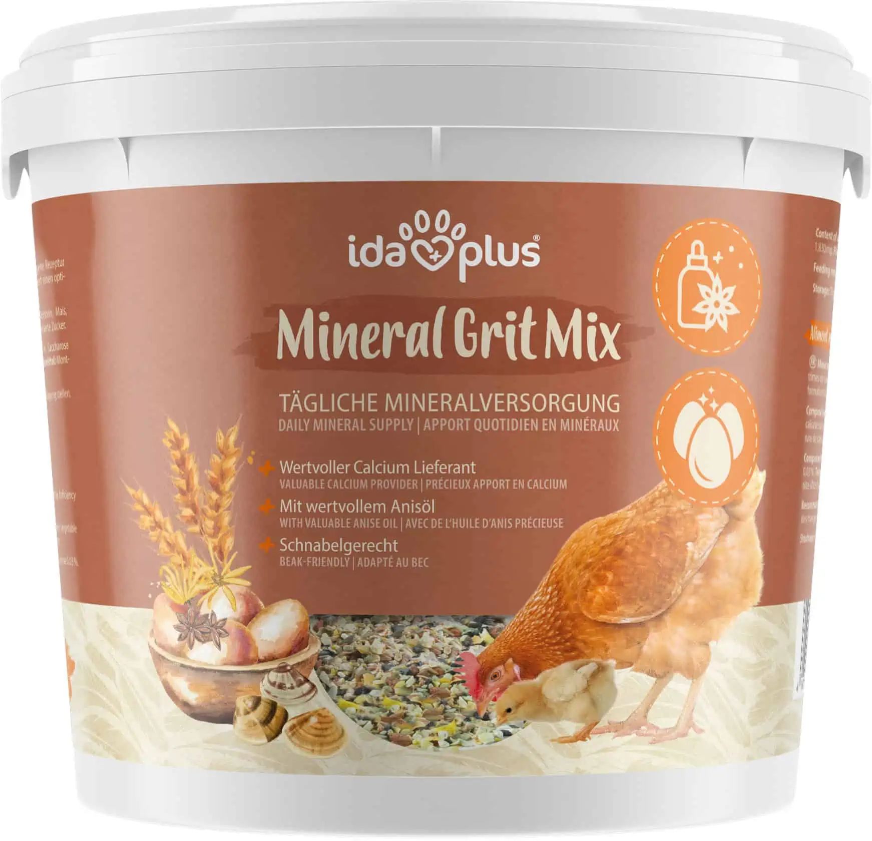Supplément de sel minéral pour poules IdaPlus Mineral Grit Mix 5 kg