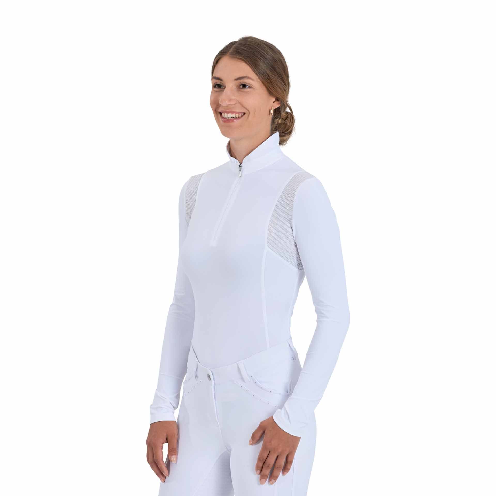 BUSSE Camicia da torneo equitazione GRANADA, manica lunga XS bianco