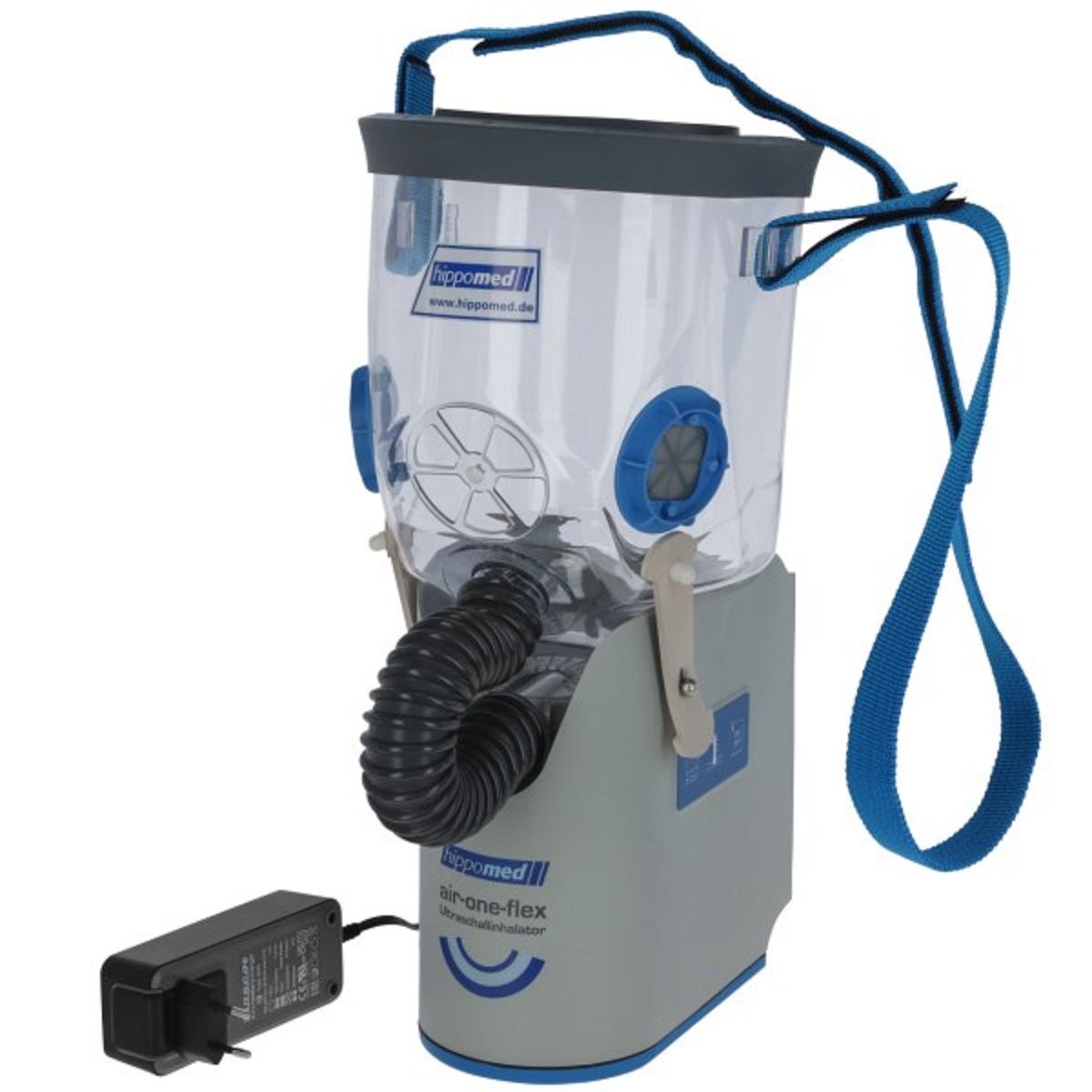 Hippomed Inalatore a ultrasuoni a batteria per cavalli AirOne Flex incl. maschera FULL