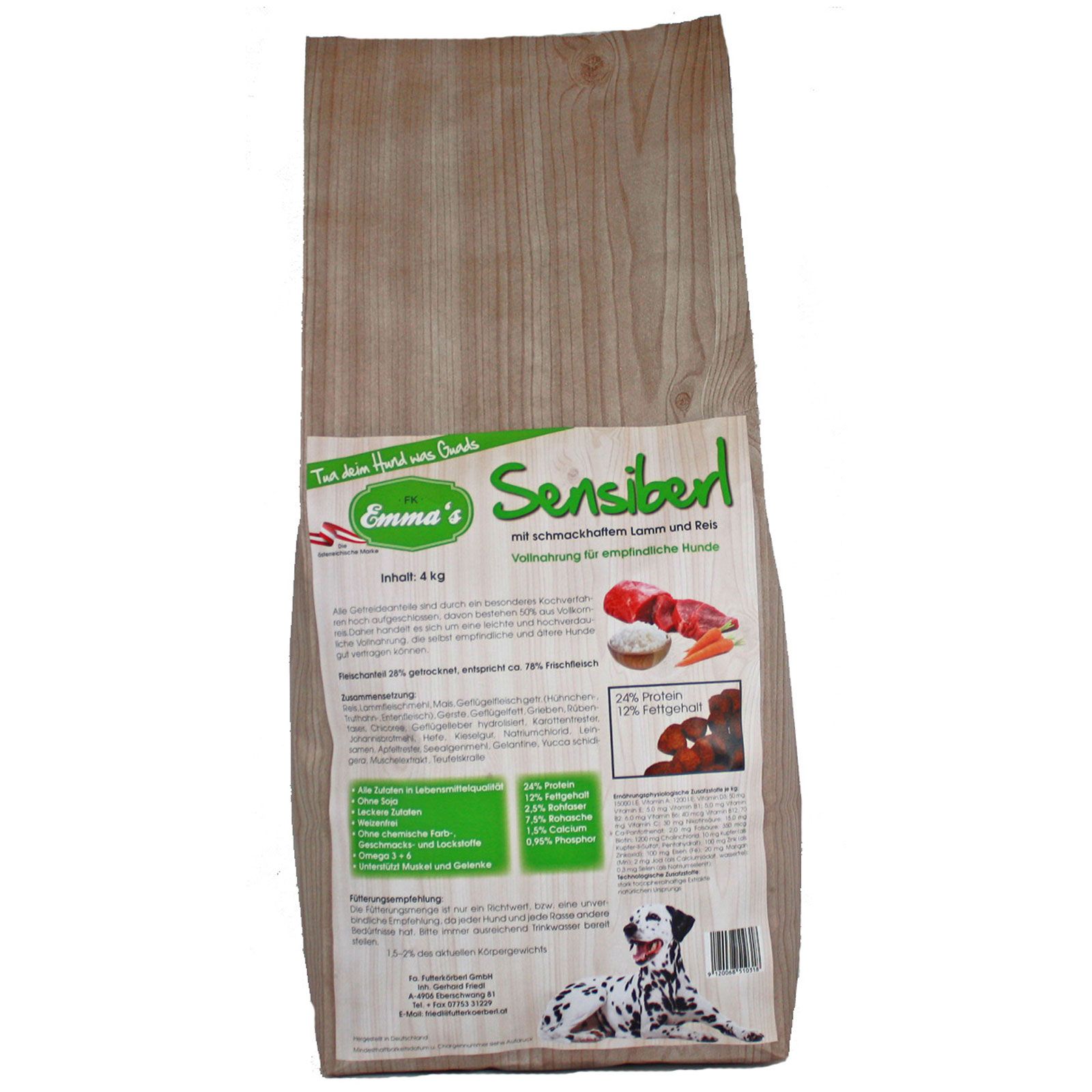 Emmas Sensiberl Crocchette per cani adulti sensibili con riso e agnello 4 kg
