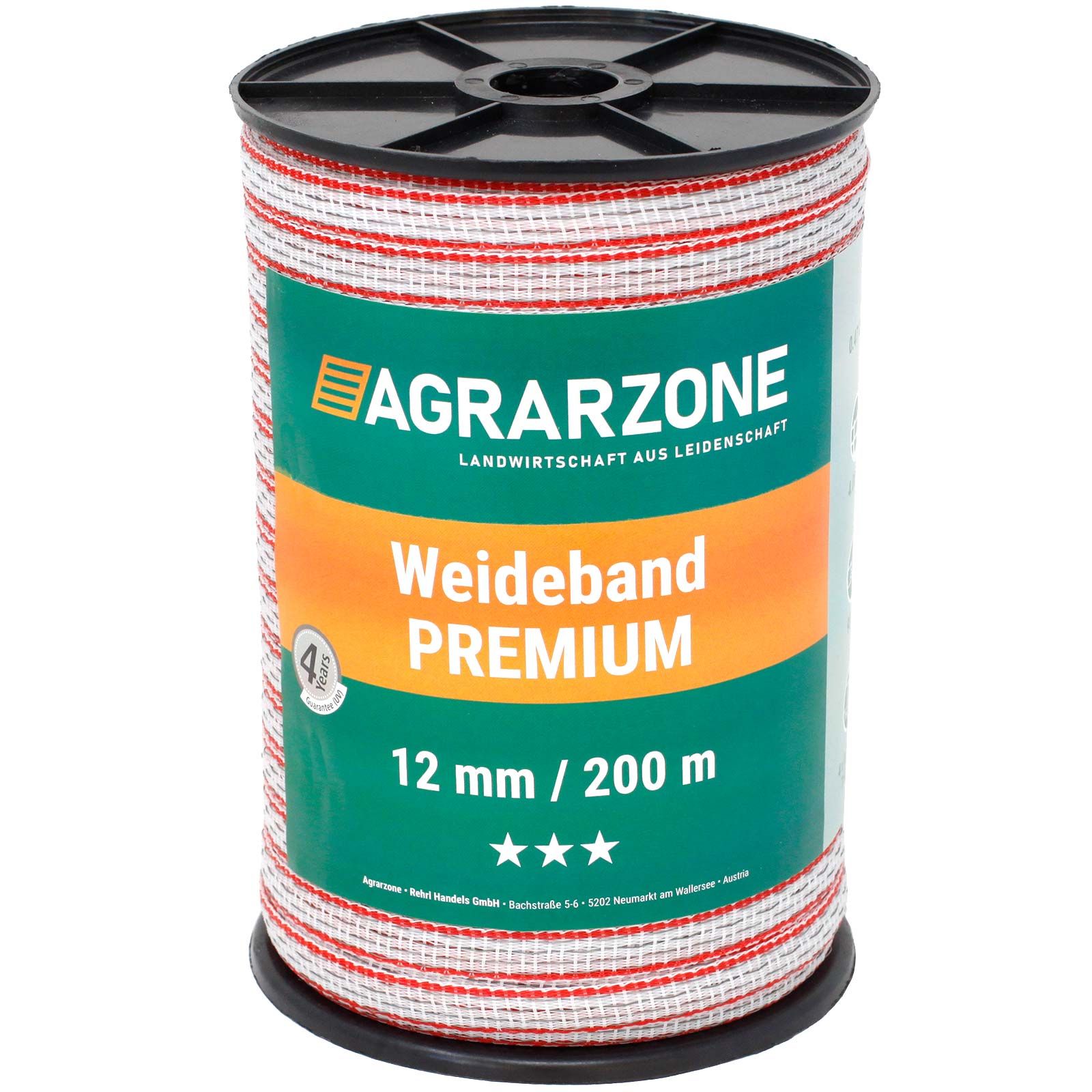 Ruban de clôture électrique Agrarzone PREMIUM 0,30 TriCOND, blanc-rouge