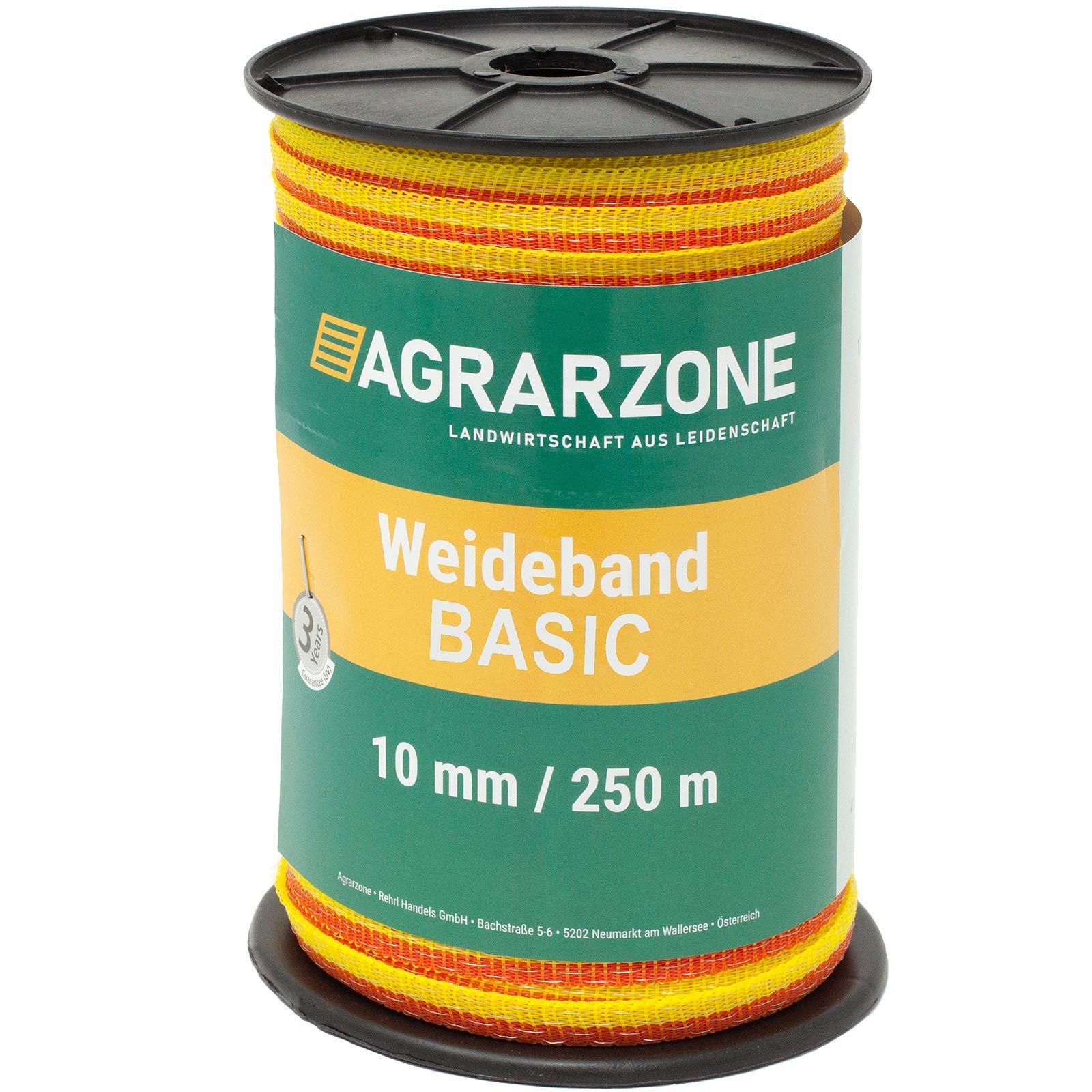 Agrarzone Nastro per recinto elettrico BASIC 10 mm, 4x0,16 acciaio inox, giallo-arancio 250 m x 10 mm