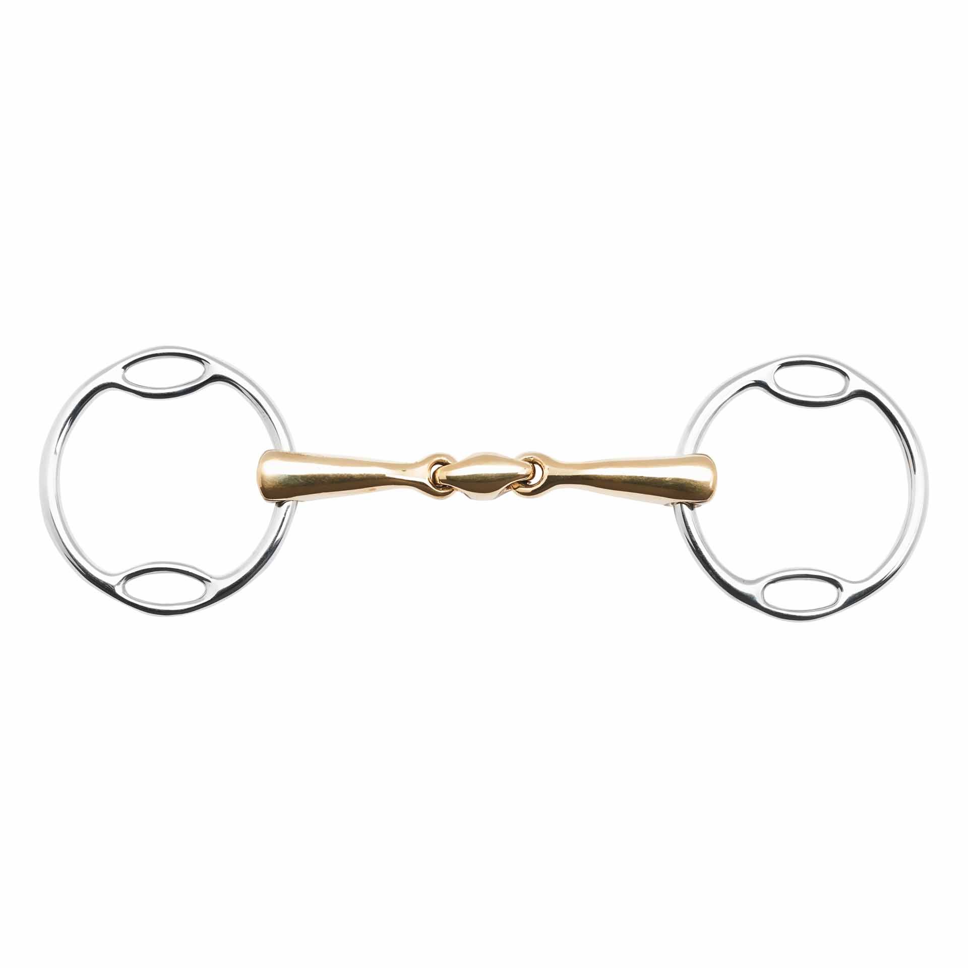 BUSSE Soft-ring water snaffle KAUGAN-SHAPED, 14 mm, cu dublă îmbinare 10,5 cm/60 mm
