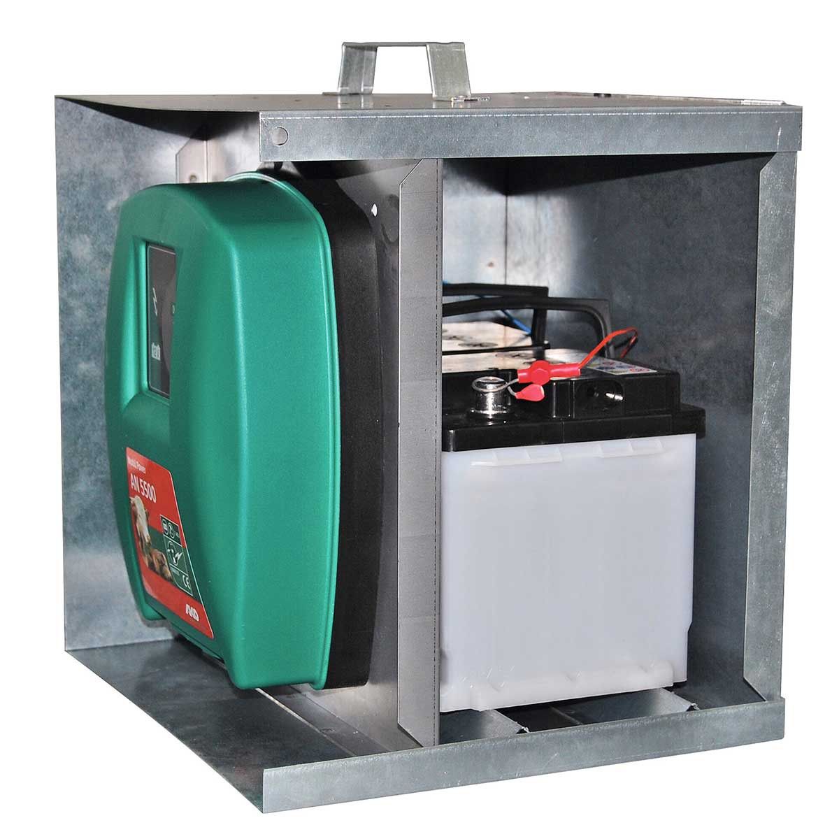 Scatola per elettrificatore + batteria in metallo