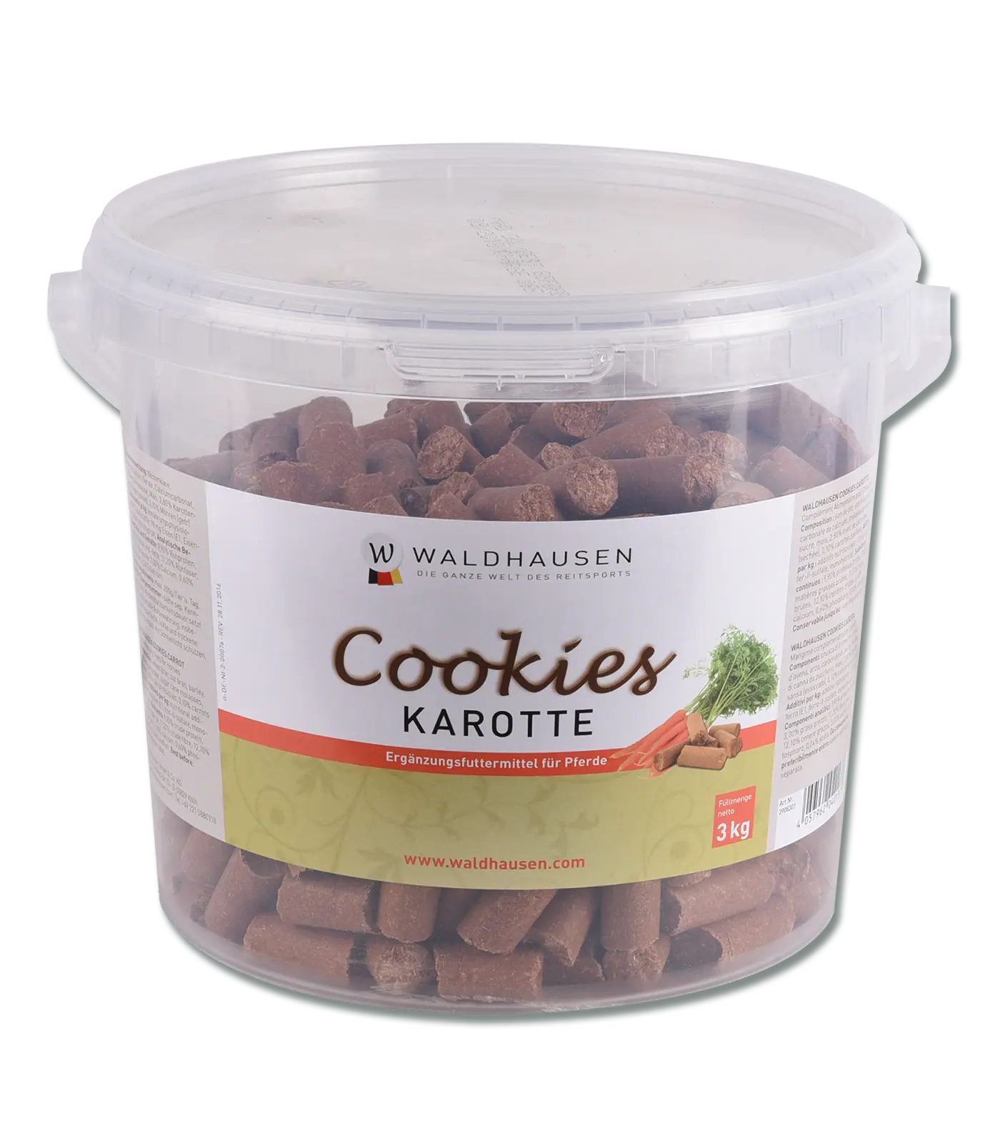 Waldhausen Biscotti per cavalli gusto carota, secchio da 3 kg