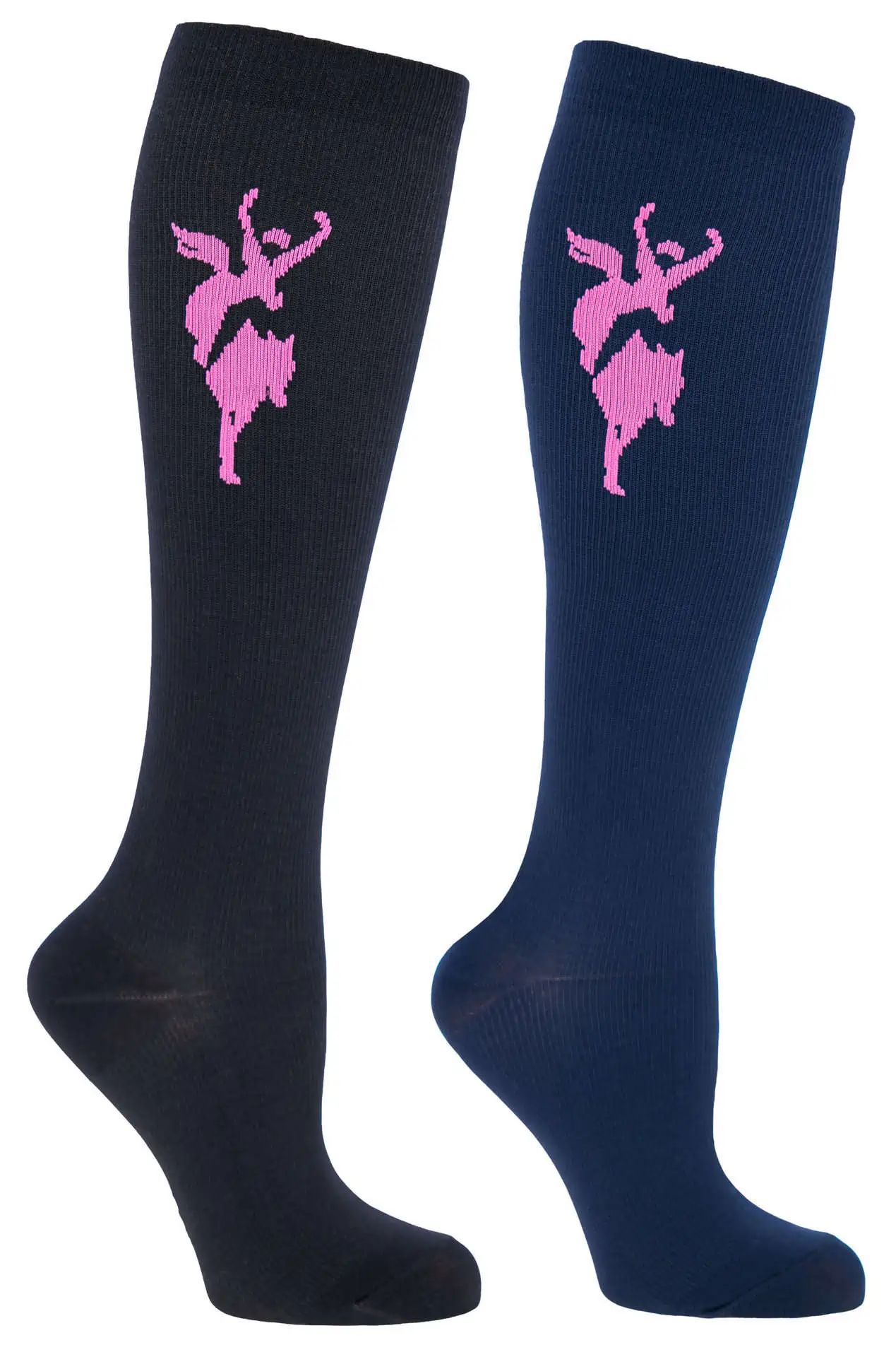 Bas de compression d'équitation Covalliero Janne black/darknavy (2 paires)
