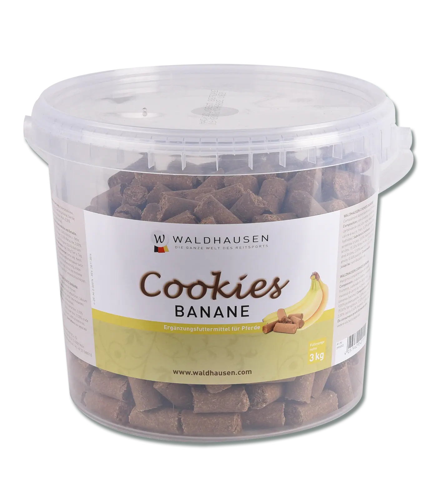Waldhausen Biscotti per cavalli gusto banana, secchio da 3 kg