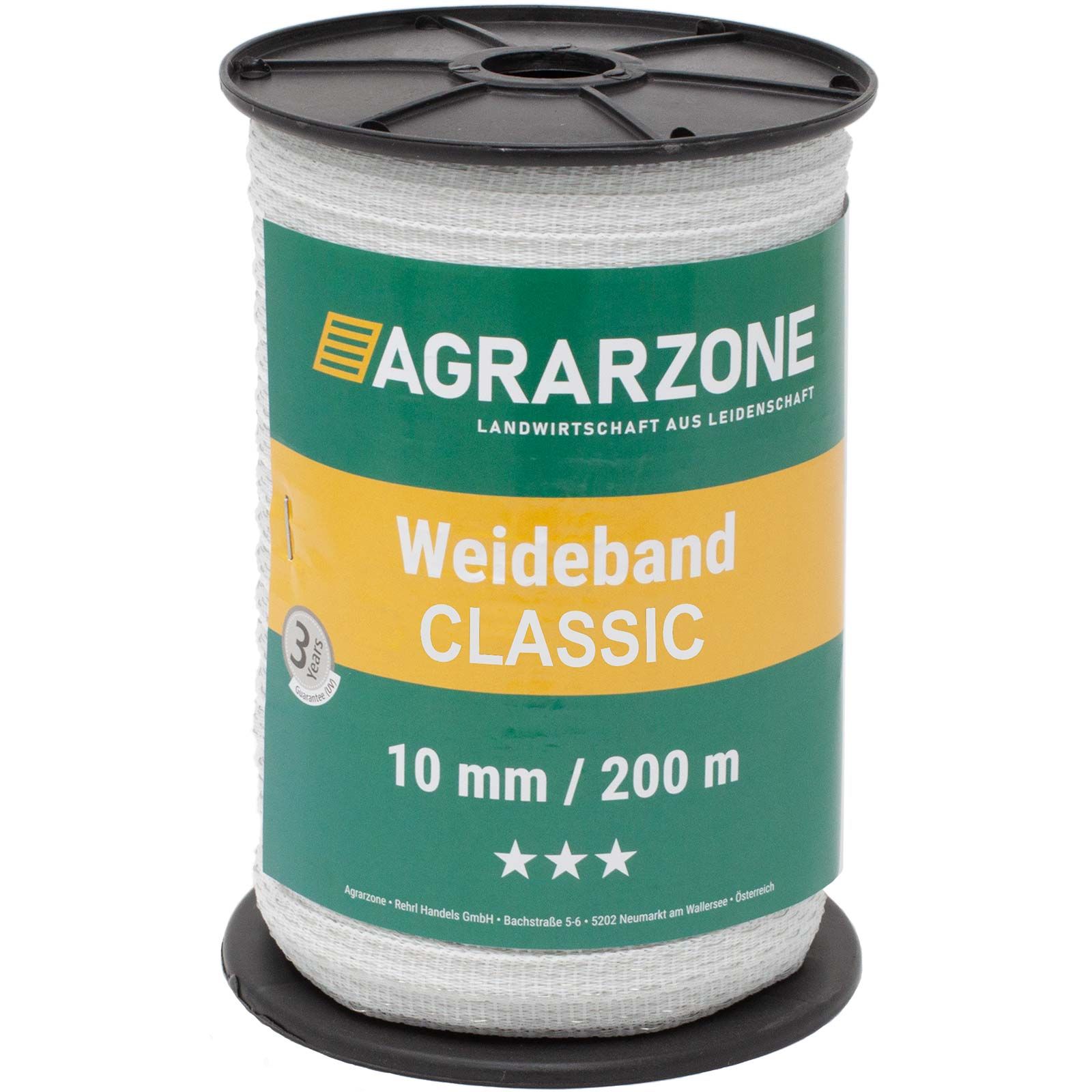 Ruban de clôture électrique Agrarzone CLASSIC 0,20 + 0,30 acier inox, blanc